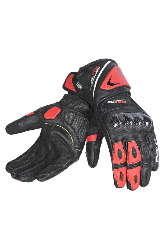 Bela Rocket Long Rosso/Nero Guanto moto da corsa 