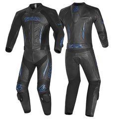 Shua Infinity Tuta Moto 2 pezzi Nero/Blu 