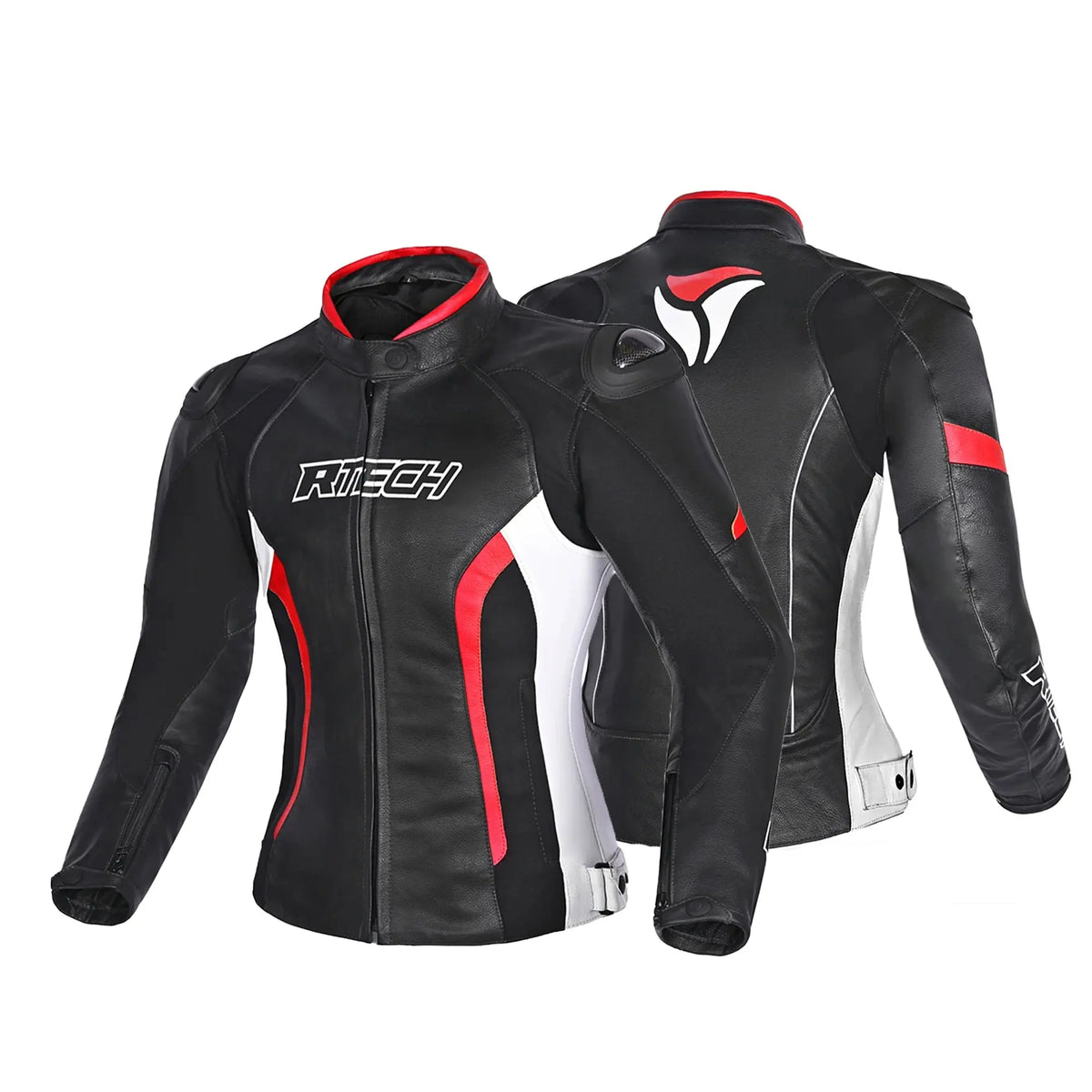 R-TECH -Tom Rider donna Giacca in pelle Negro/Blanco/Rosso 