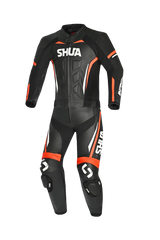 Shua Infinity Nero Arancia 2PC Tute da Moto in Pelle Uomo front