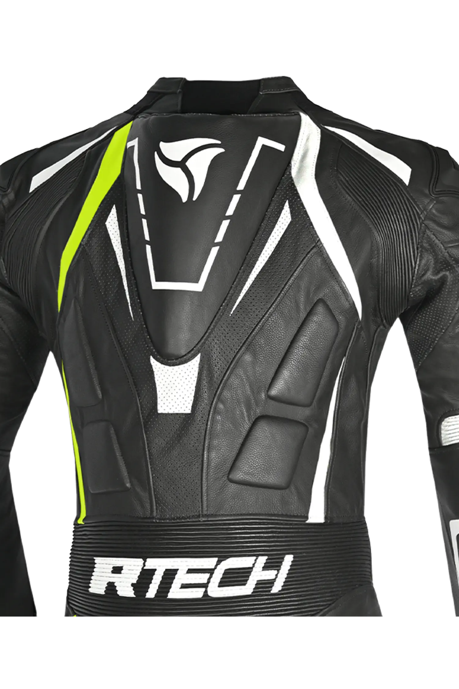 R-Tech Defender GP Tuta Moto In Pelle Racing Intera Nero/Bianco/Giallo 