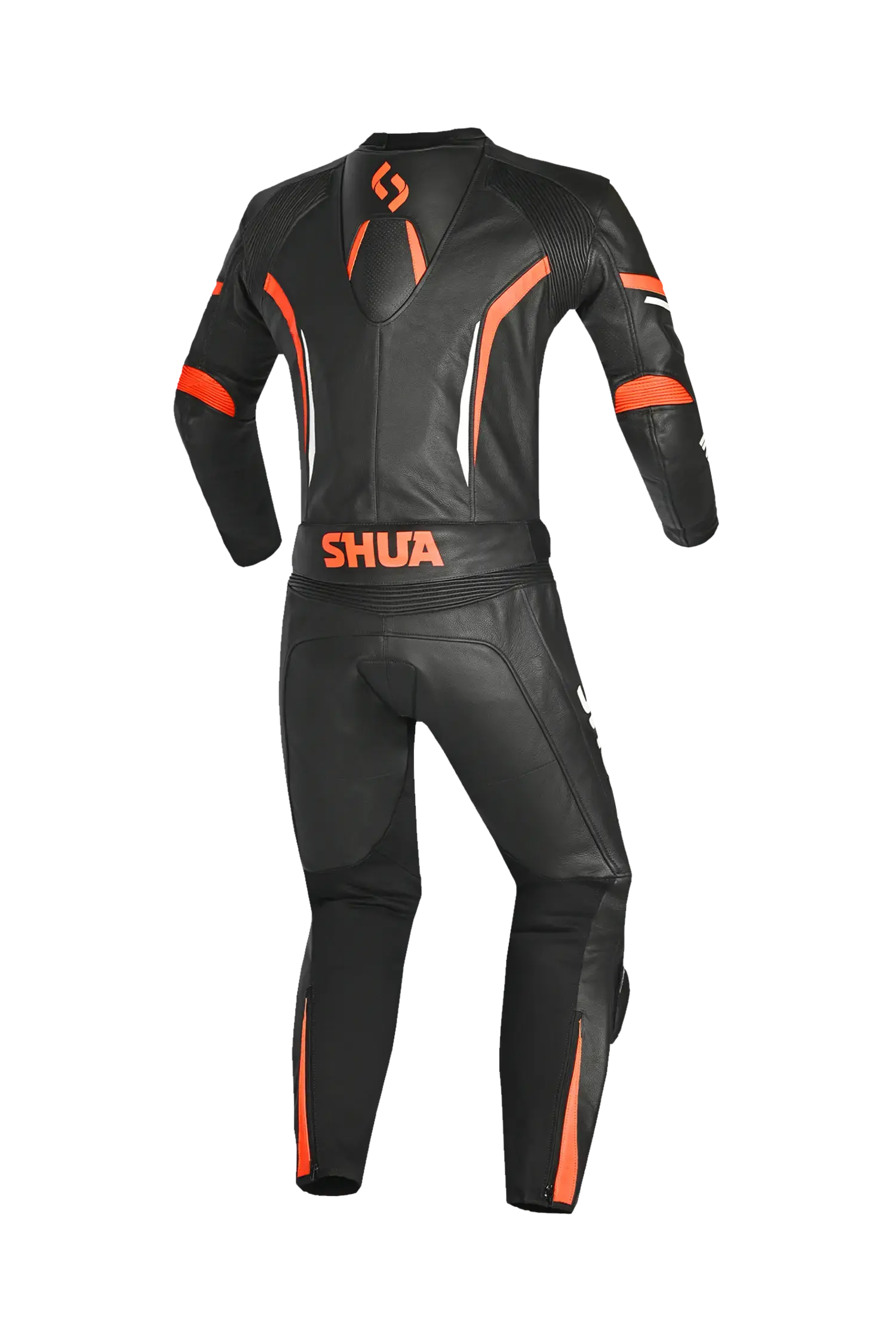 Shua Infinity Nero Arancia 2PC Tute da Moto in Pelle Uomo back 