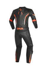 Shua Infinity Nero Arancia 2PC Tute da Moto in Pelle Uomo back 