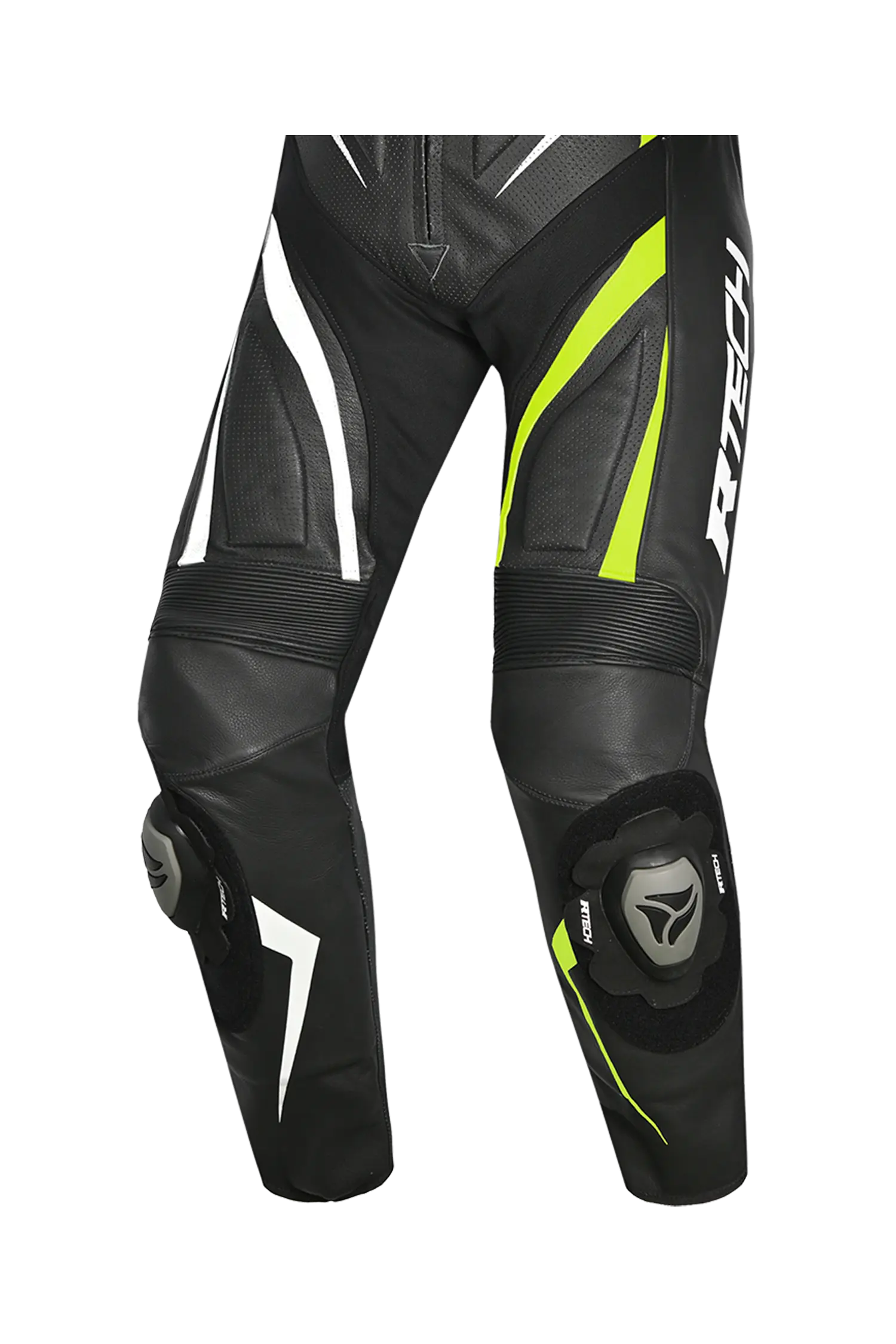 R-Tech Defender GP Tuta Moto In Pelle Racing Intera Nero/Bianco/Giallo 