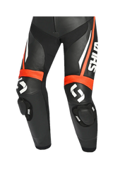 Shua Infinity Nero Arancia 2PC Tute da Moto in Pelle Uomo front knees 