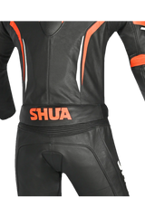 Shua Infinity Nero Arancia 2PC Tute da Moto in Pelle Uomo back hip