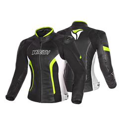 R-TECH -Tom Rider donna Giacca in pelle Negro/Blanco/Amarillo 