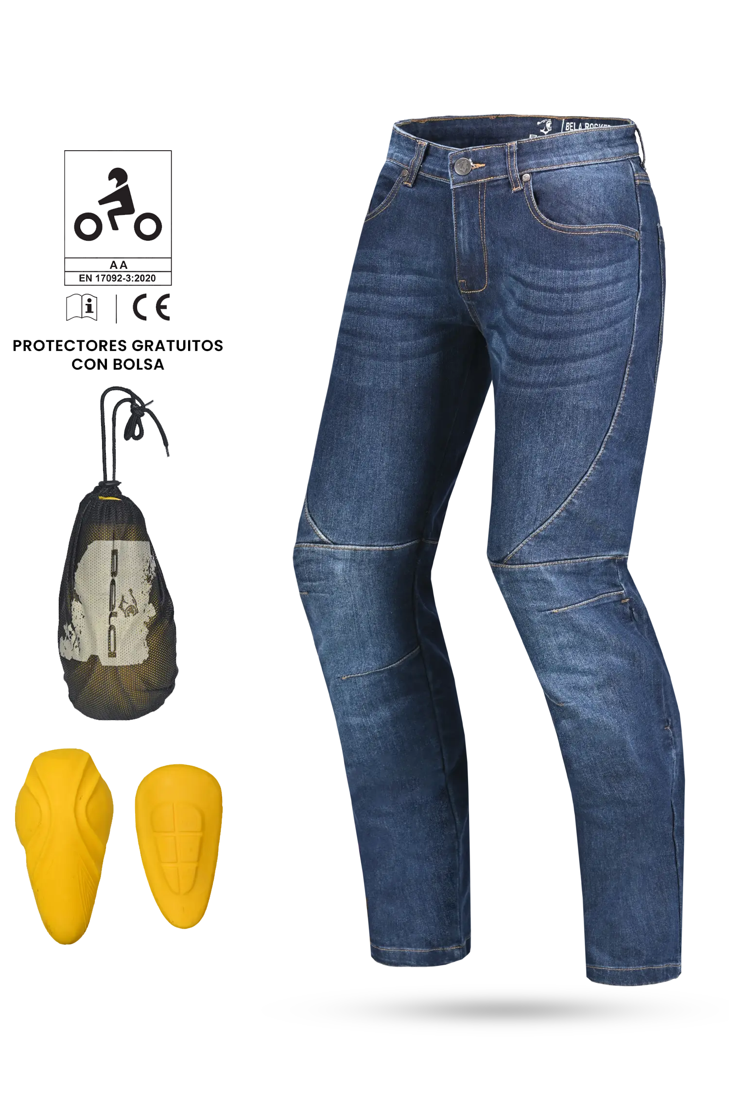 BELA Pantalon Rocker 30L Inseam Denim Jeans CE Azul 