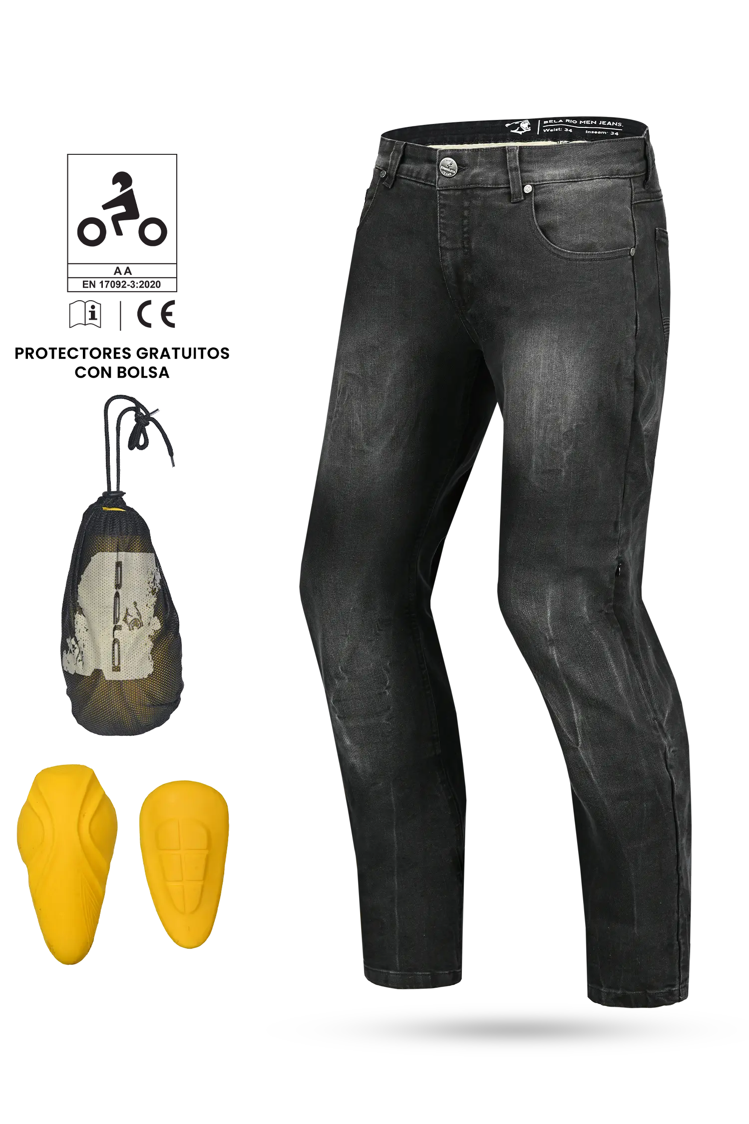 BELA - Pantalon Rio 32L Tie & DY Negro 