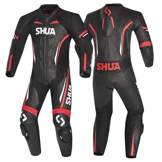 Shua Infinity Nero Rosso1PC Tute da Moto Pelle Uomo 