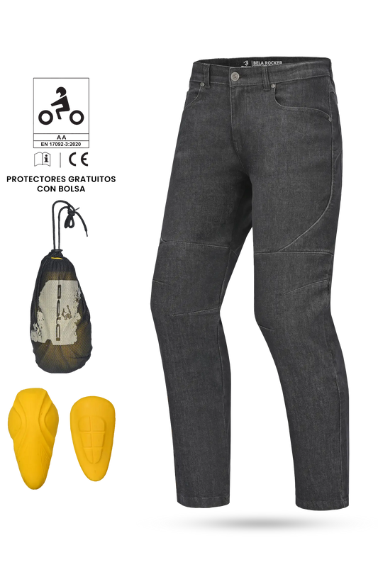 BELA Pantalon Rocker 30L Inseam Denim Jeans CE Vaquero Gris 