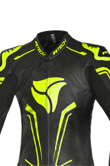 R-Tech rising star Kangaroo Mix Tuta Moto Pelle Racing Intera Nero/Giallo 