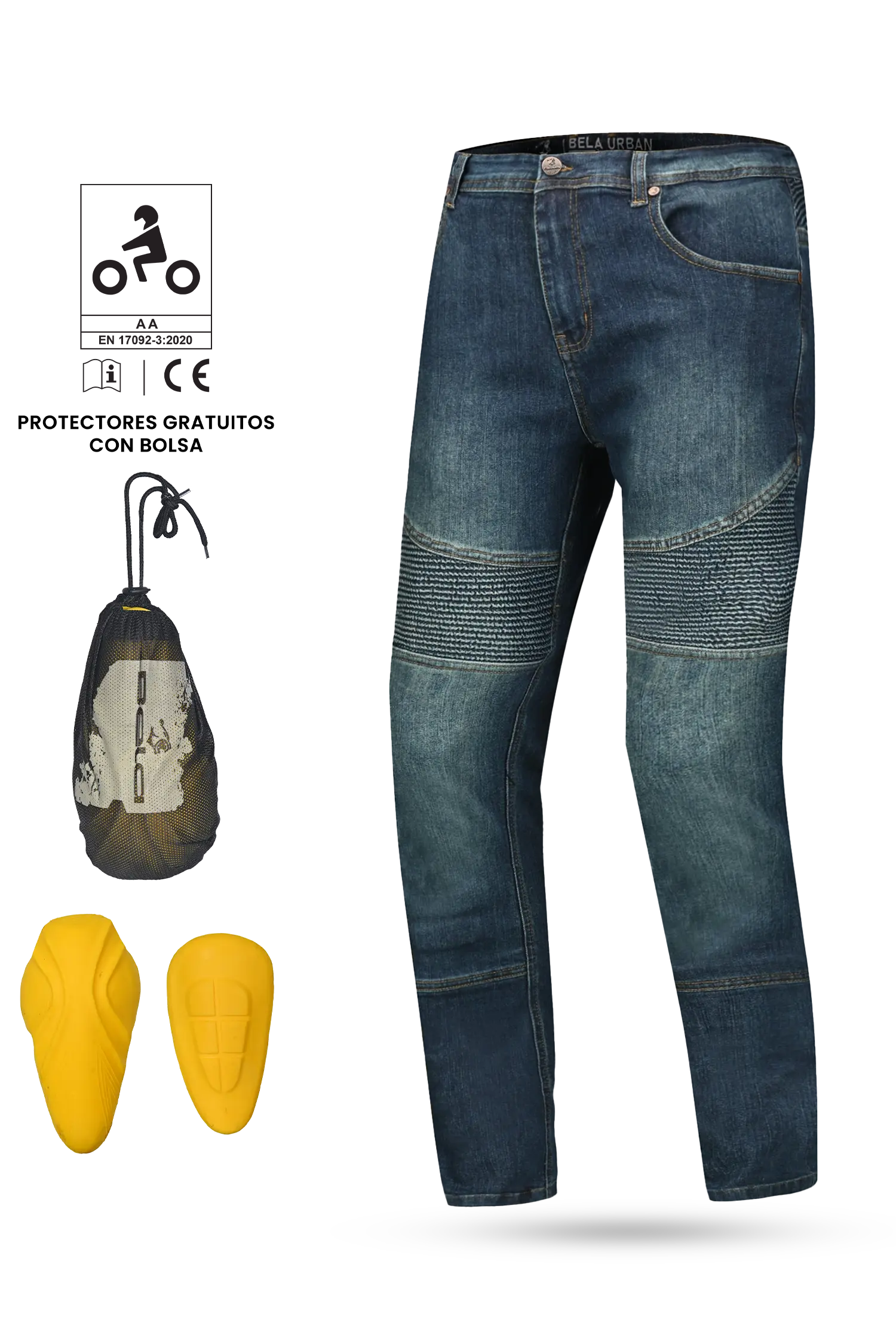 BELA - Pantalón Denim Jeans Urban Lady 32L Vintage Azul 