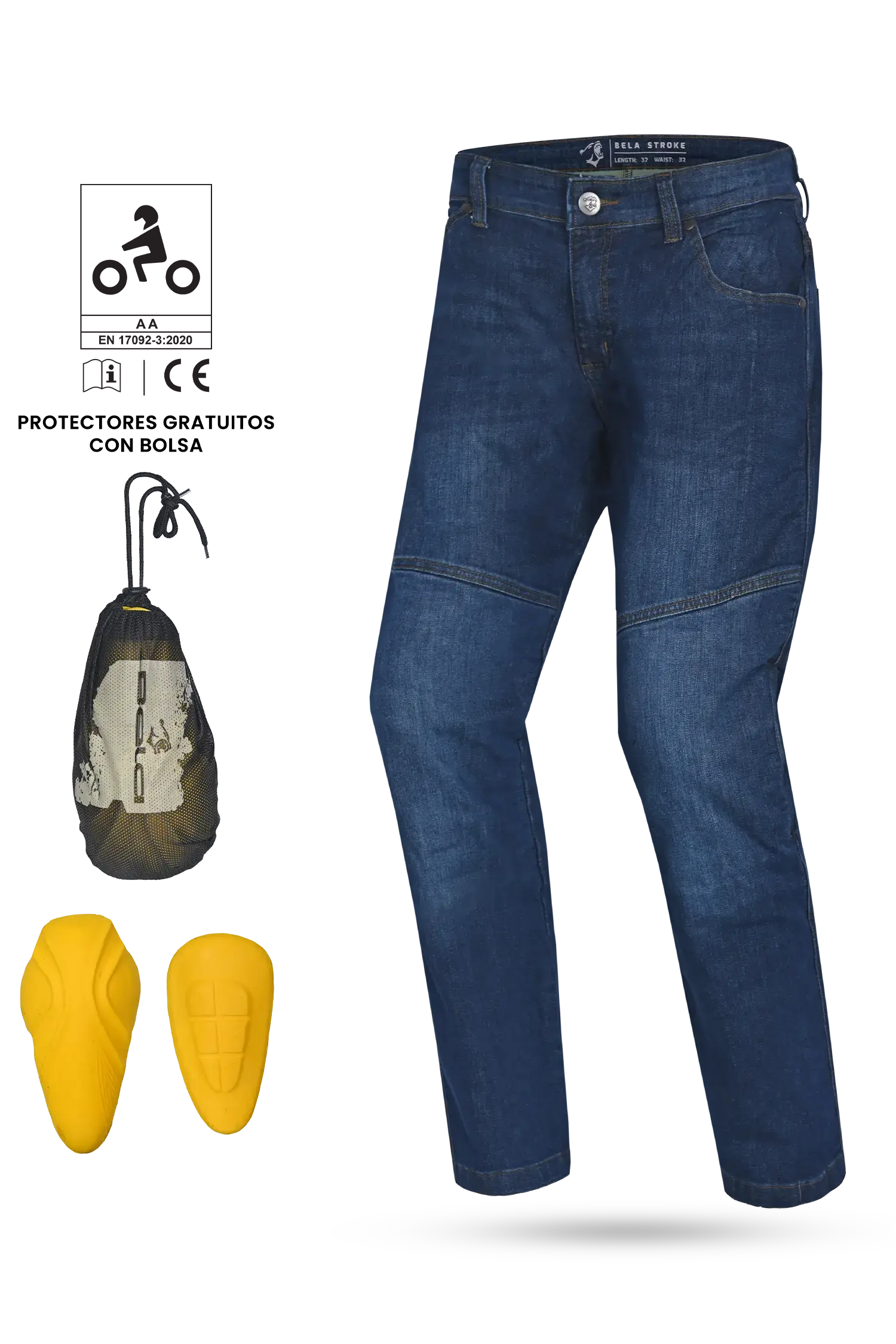 BELA Stroke Pantaloni Protettivi Moto Blu 