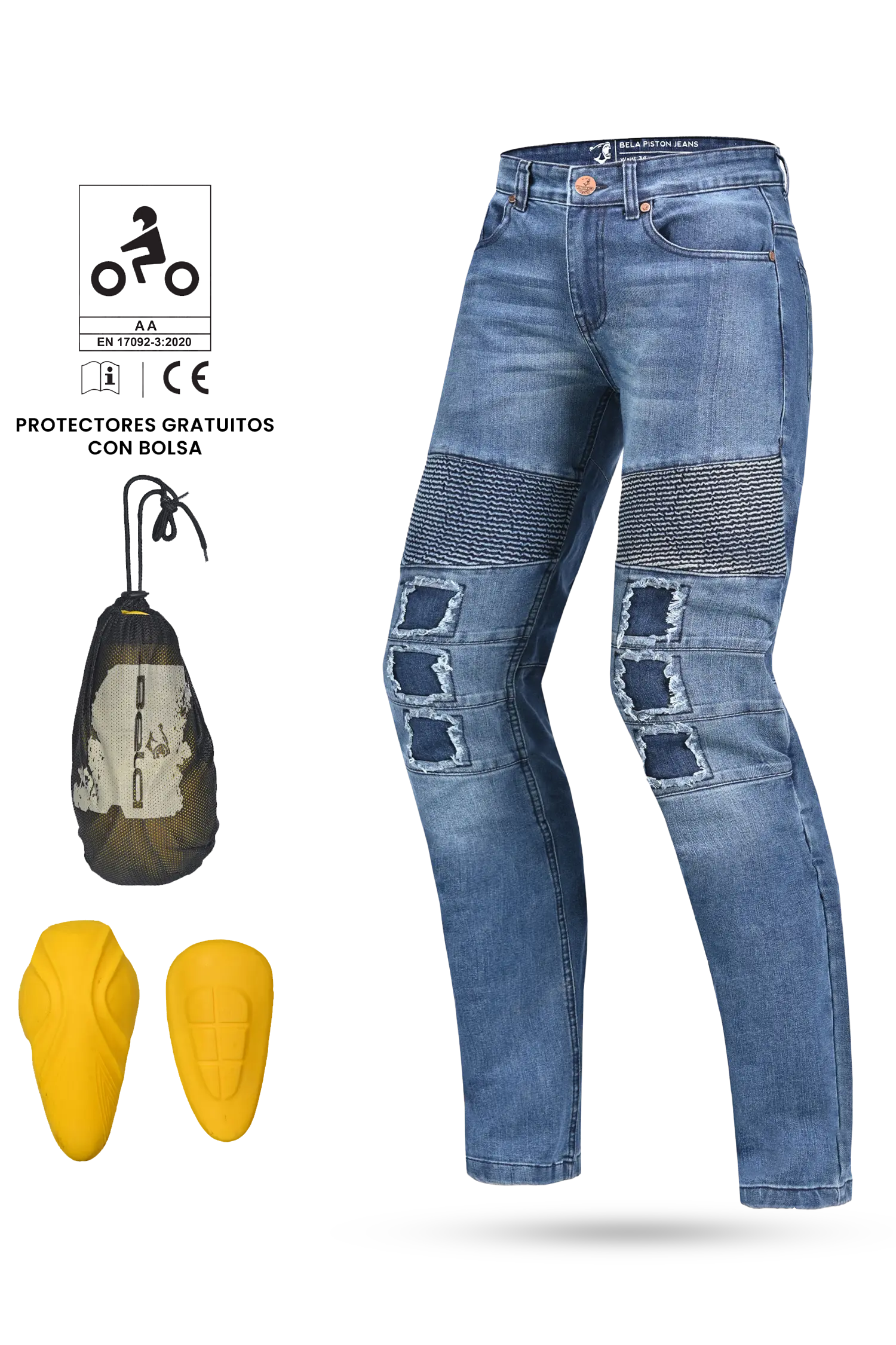 Bela PISTON Jeans Moto per Uomo blu 