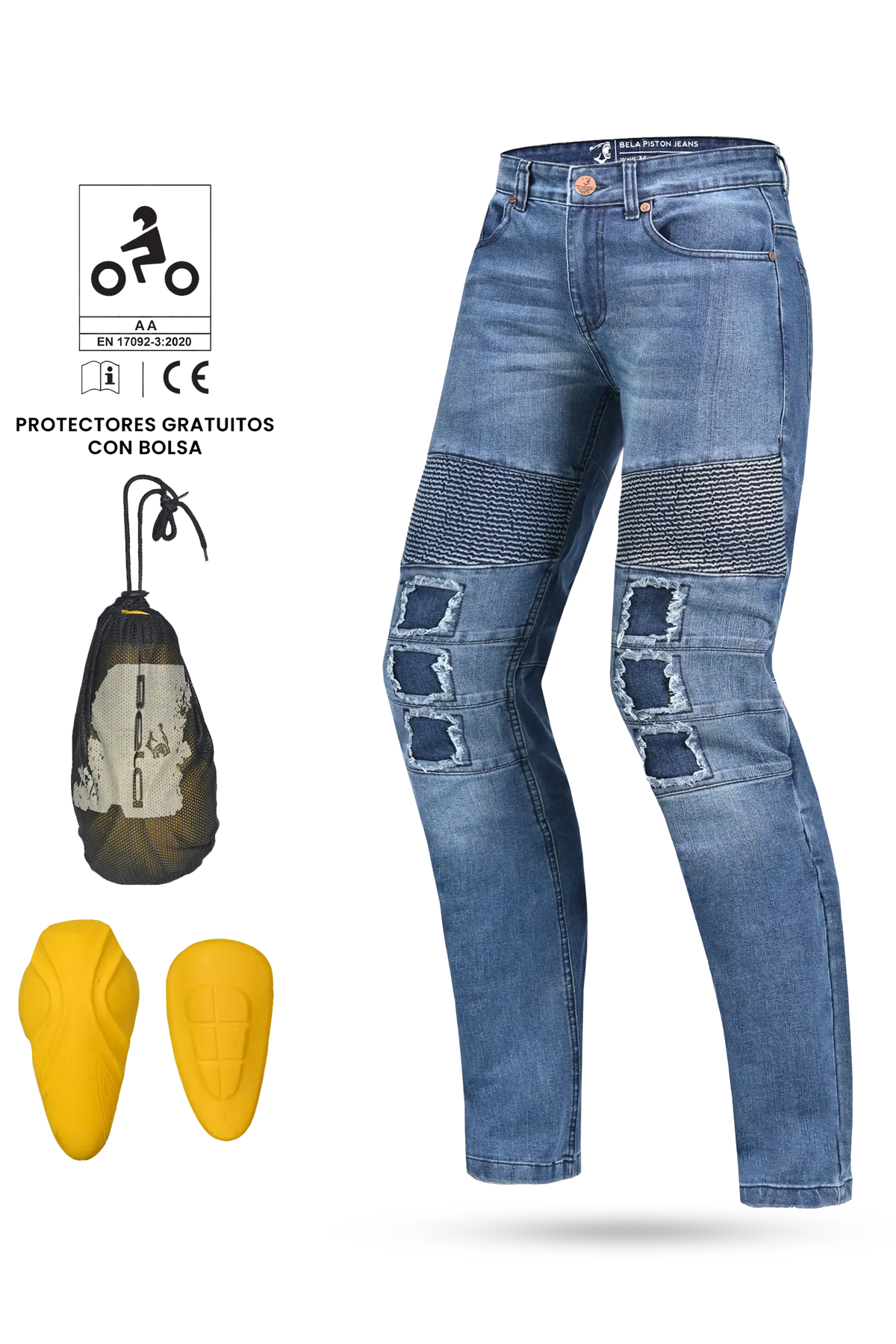 Bela PISTON Jeans Moto per Uomo blu 