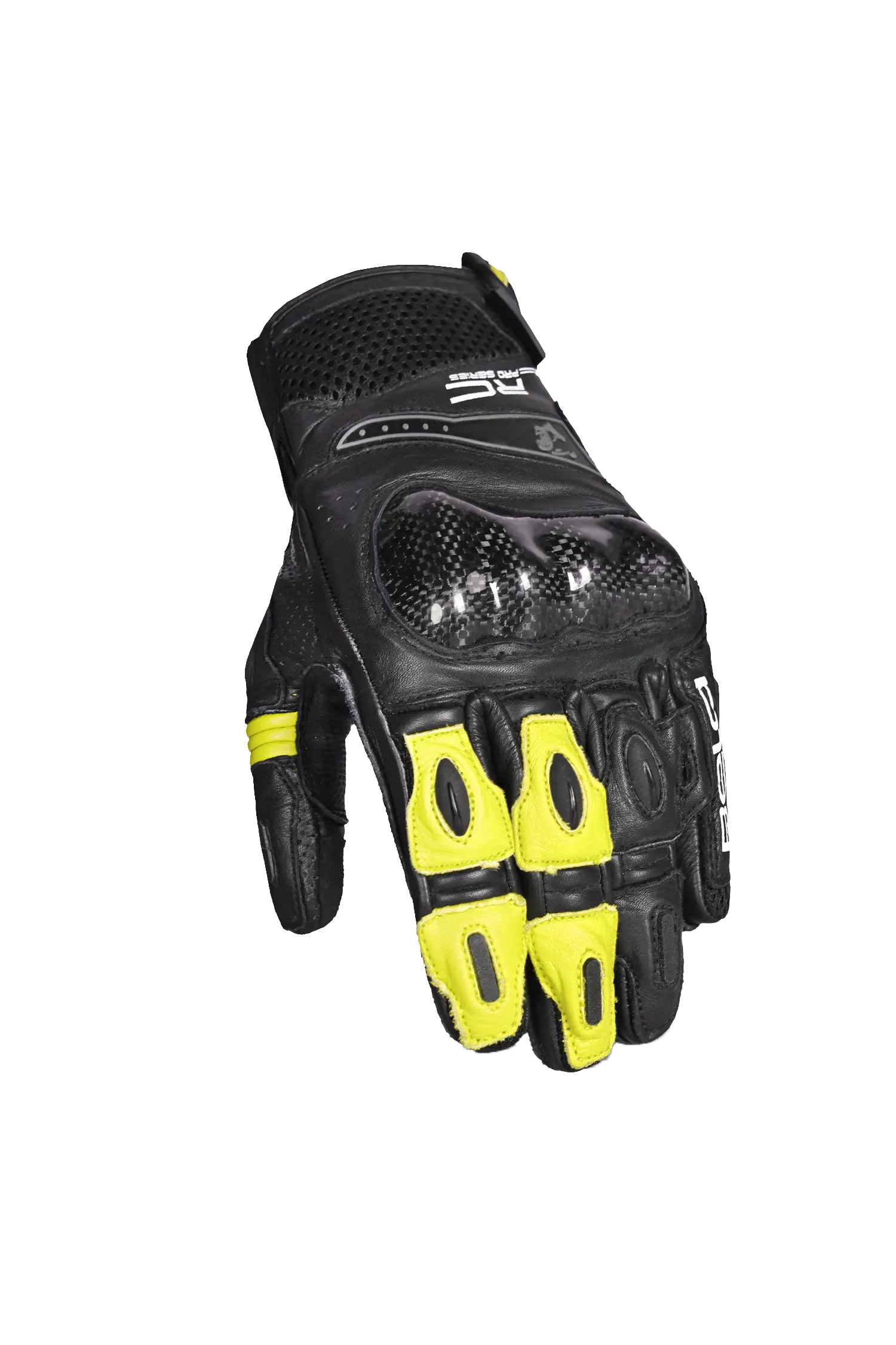 Bela Rocket Short Bianco Flu/Nero Guanto moto da corsa 