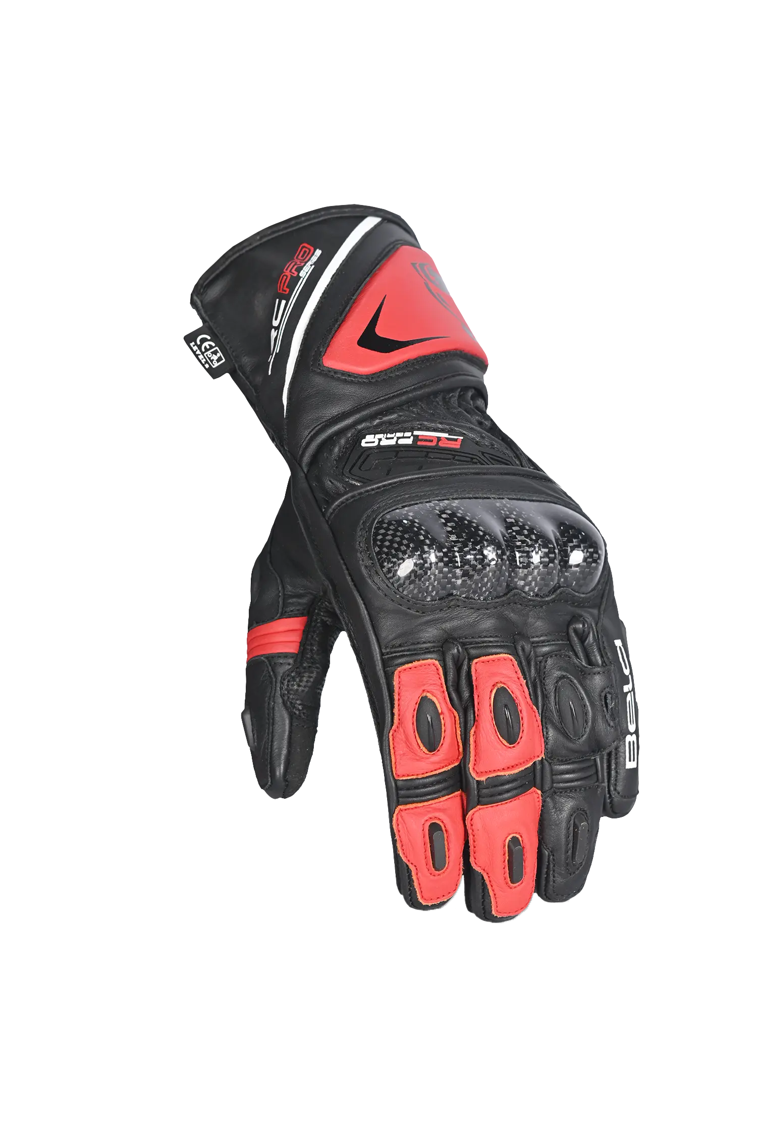 Bela Rocket Long Rosso/Nero Guanto moto da corsa 