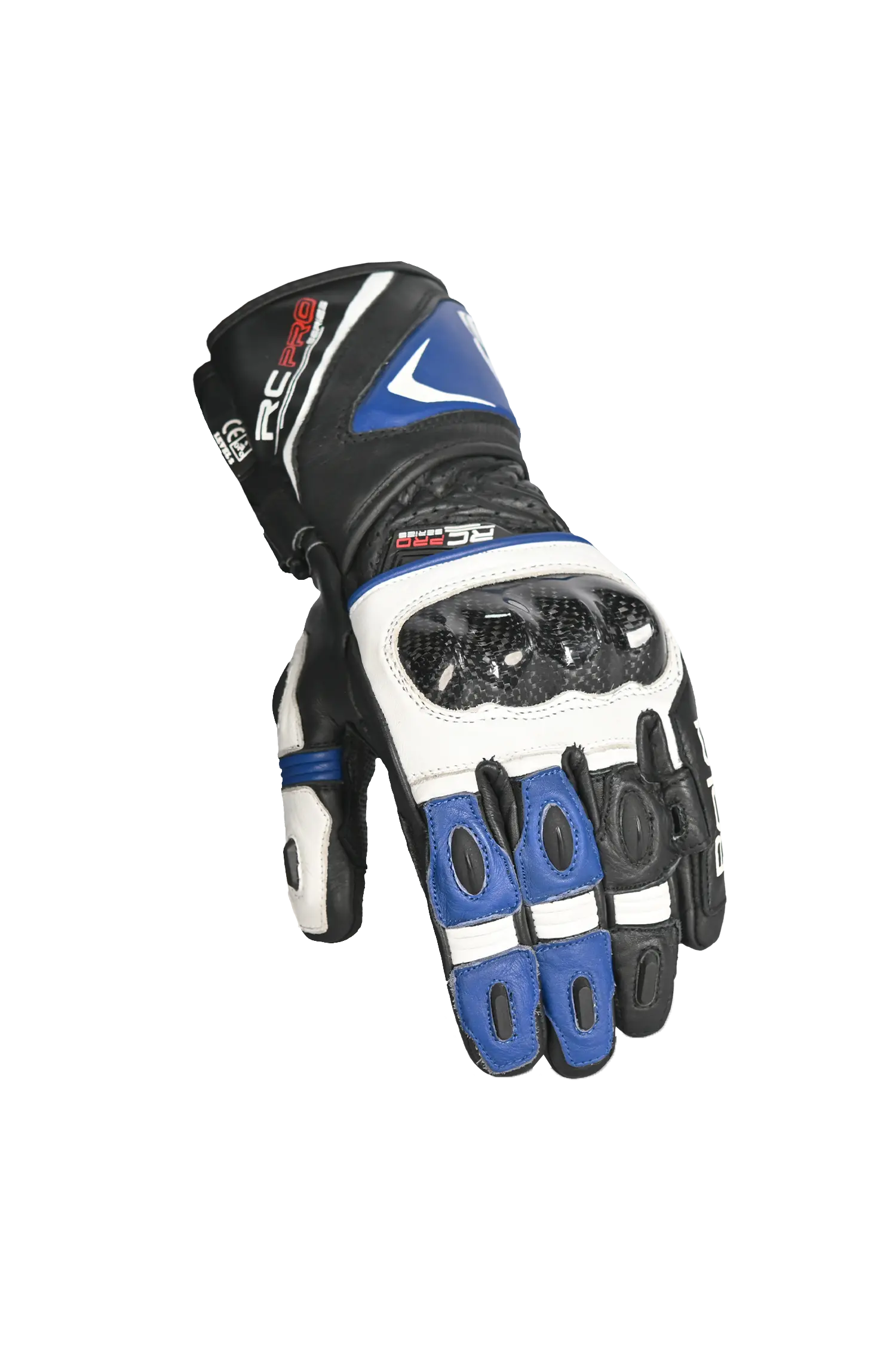 Bela Rocket Long  Guanto da Motociclista Nero/Blue/Bianco 