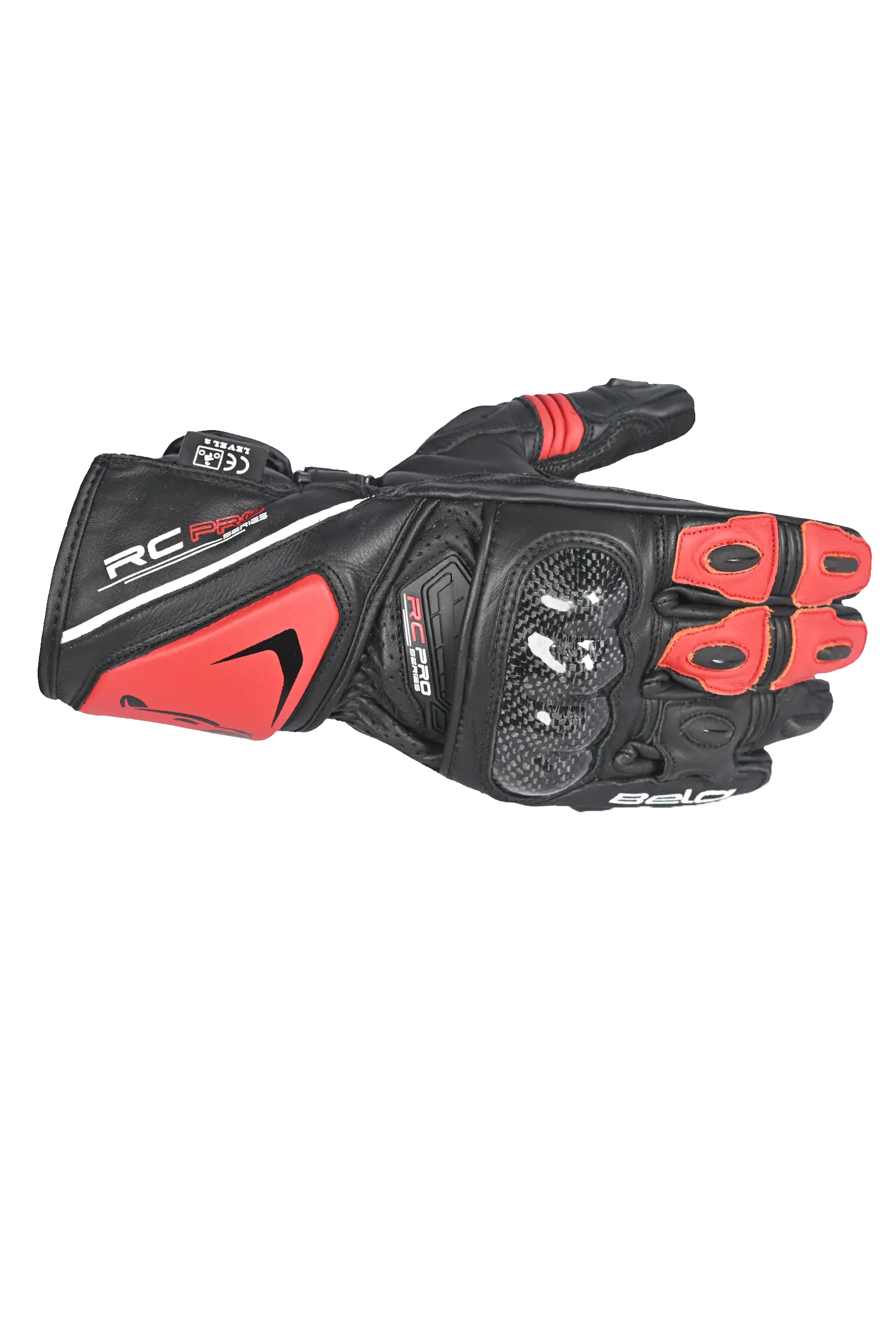 Bela Rocket Long Rosso/Nero Guanto moto da corsa 
