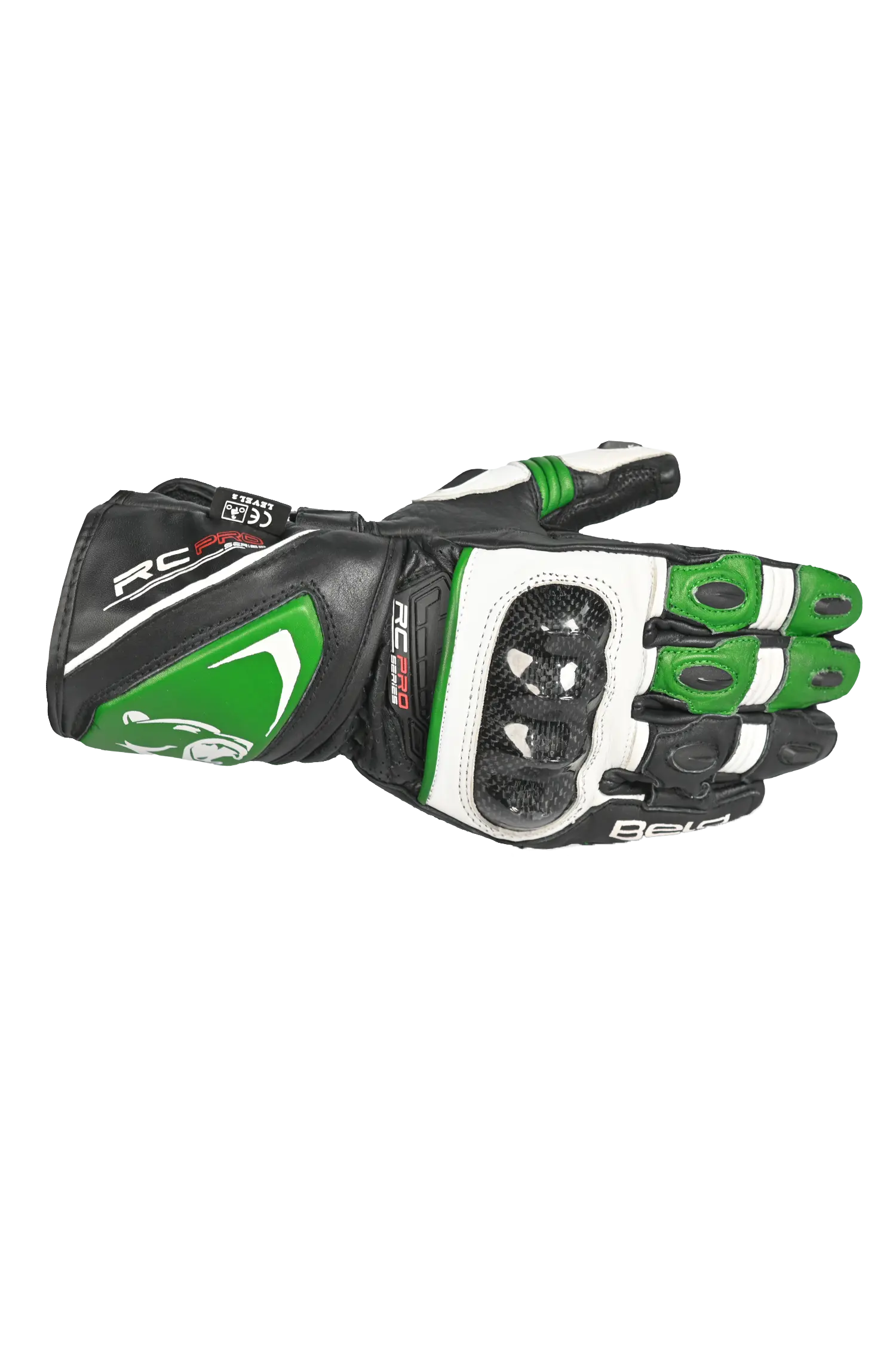 Bela Rocket Long Nero/verde Guanto da Motociclista 