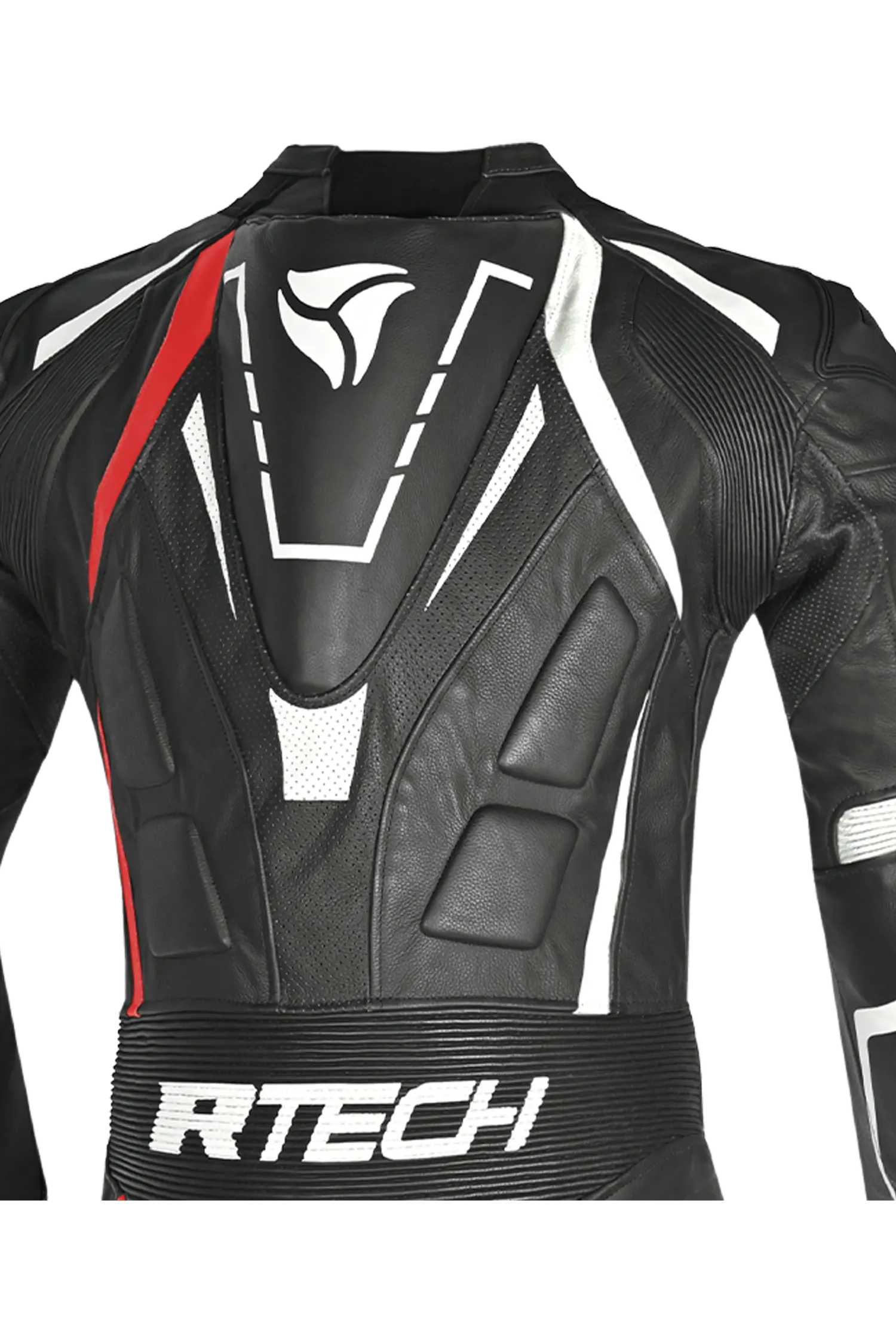 R-Tech Defender GP Tuta Moto In Pelle Racing Intera  Nero/Blanco/Rosso 