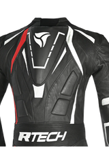 R-Tech Defender GP Tuta Moto In Pelle Racing Intera  Nero/Blanco/Rosso 