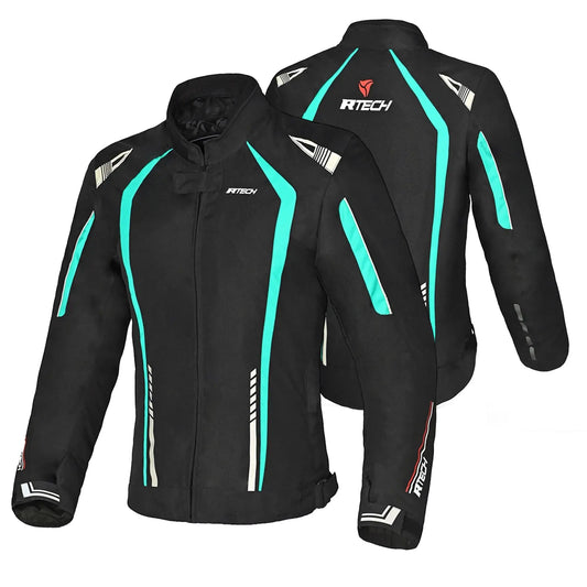 R-Tech Marshal Giacca da donna Moto Nero/Turquesa 