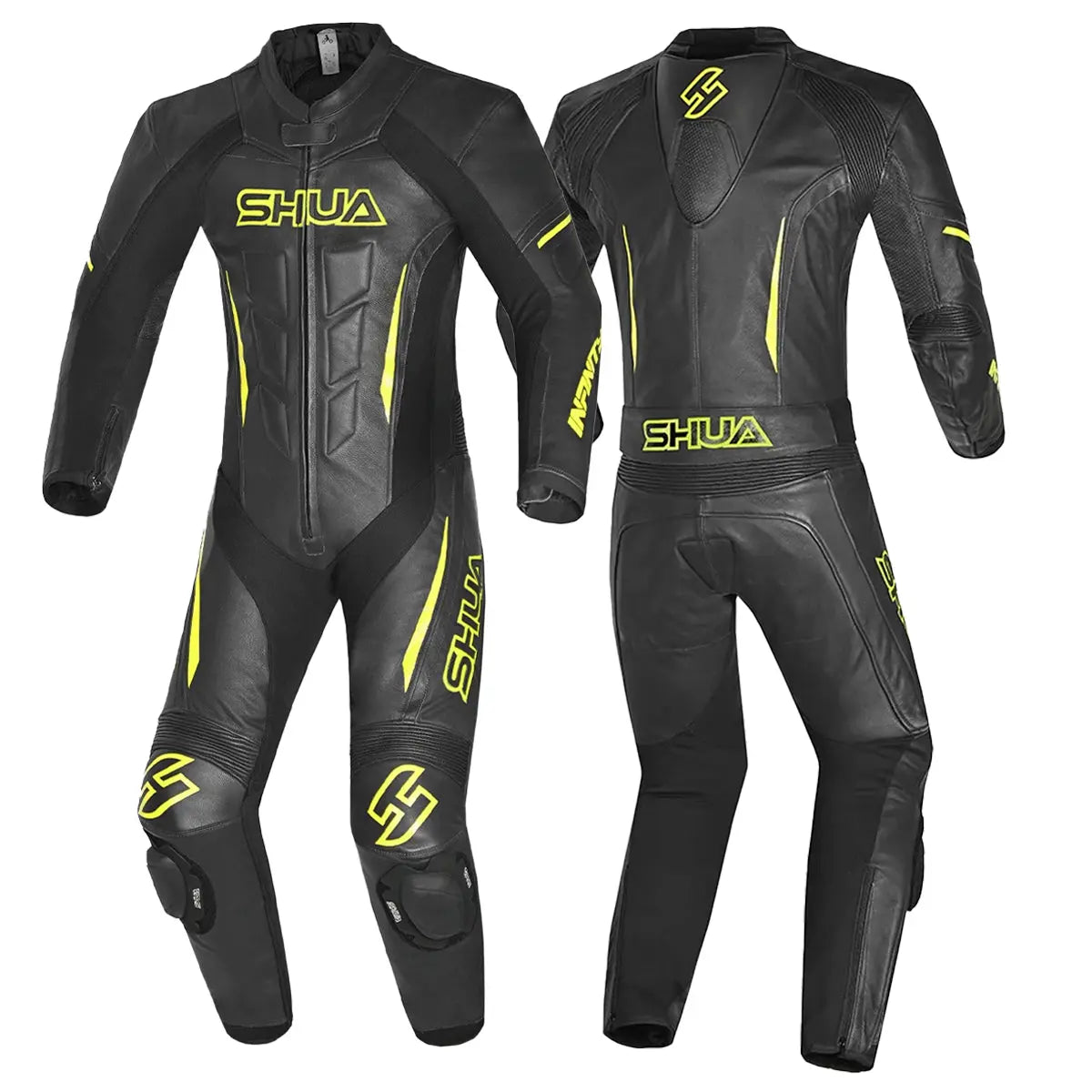 Shua Infinity Nero Giallo/Flu 1PC Tute da Moto Pelle Uomo 