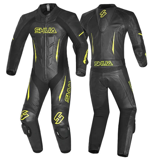 Shua Infinity Nero Giallo/Flu 1PC Tute da Moto Pelle Uomo 