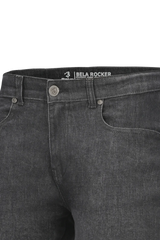 BELA Pantalon Rocker 30L Inseam Denim Jeans CE Vaquero Gris 