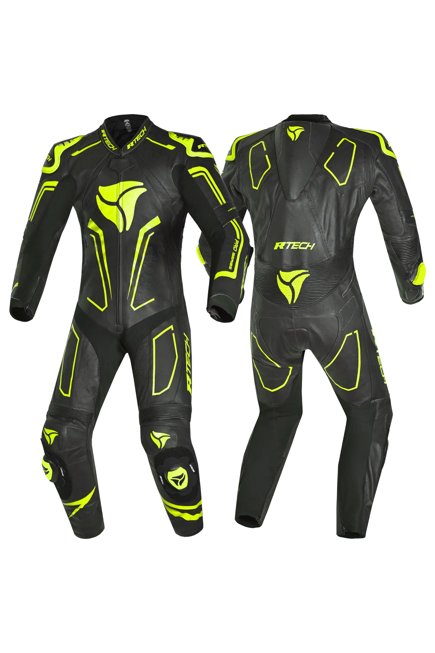 R-Tech rising star Kangaroo Mix Tuta Moto Pelle Racing Intera Nero/Giallo 