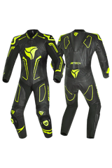R-Tech rising star Kangaroo Mix Tuta Moto Pelle Racing Intera Nero/Giallo 