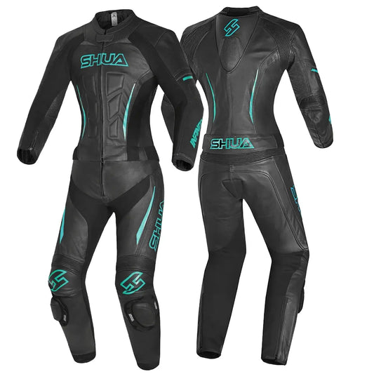 Shua Infinity Tuta Moto donna 2 pezzi Nero/terquise 