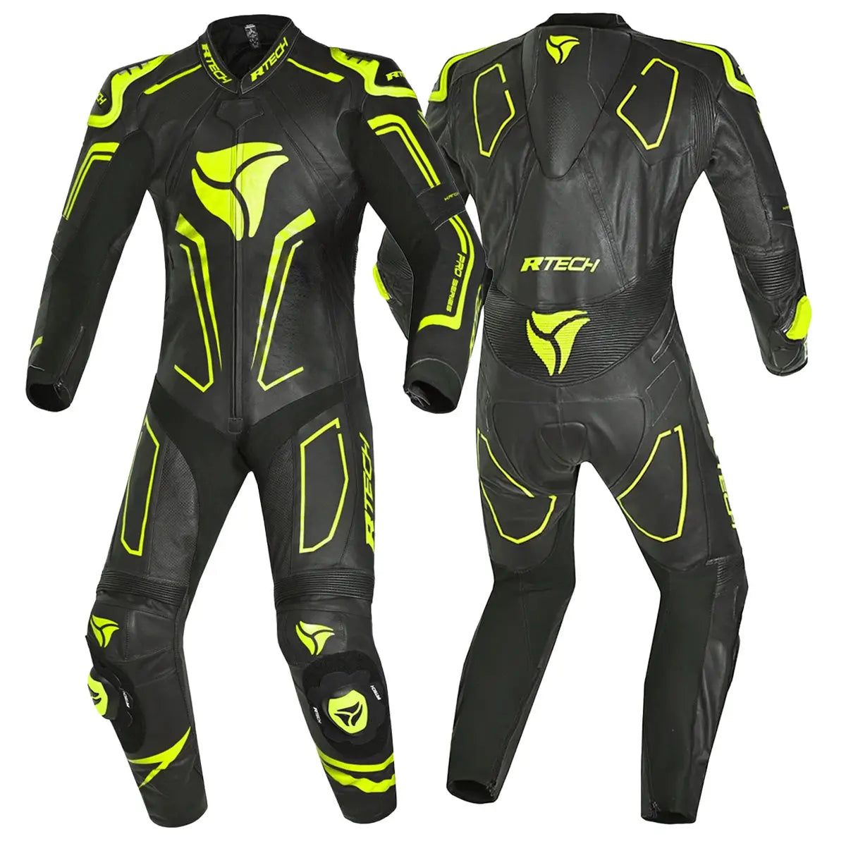 R-Tech rising star Kangaroo Mix Tuta Moto Pelle Racing Intera Nero/Giallo 
