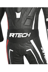 R-Tech Defender GP Tuta Moto In Pelle Racing Intera  Nero/Blanco/Rosso 