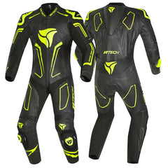 R-Tech rising star Kangaroo Mix Tuta Moto Pelle Racing Intera Nero/Giallo 