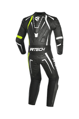 R-Tech Defender GP Tuta Moto In Pelle Racing Intera Nero/Bianco/Giallo 