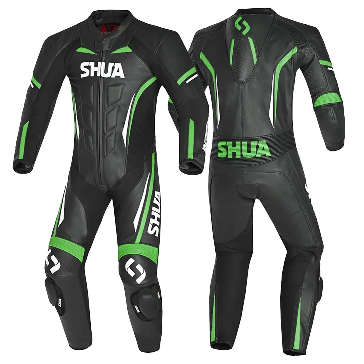 Shua Infinity Nero Verde 1PC Tute da Moto Pelle Uomo 