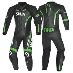 Shua Infinity Nero Verde 1PC Tute da Moto Pelle Uomo 