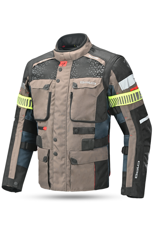 Bela Cross Road Extreme WP Giacca Tre strati moto per uomo Navy Blue / Marron ( Maniche removibili ) 
