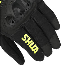 SHUA - SHOT GUANTI DA MOTO IN TESSUTO NERO GIALLO FLUO 