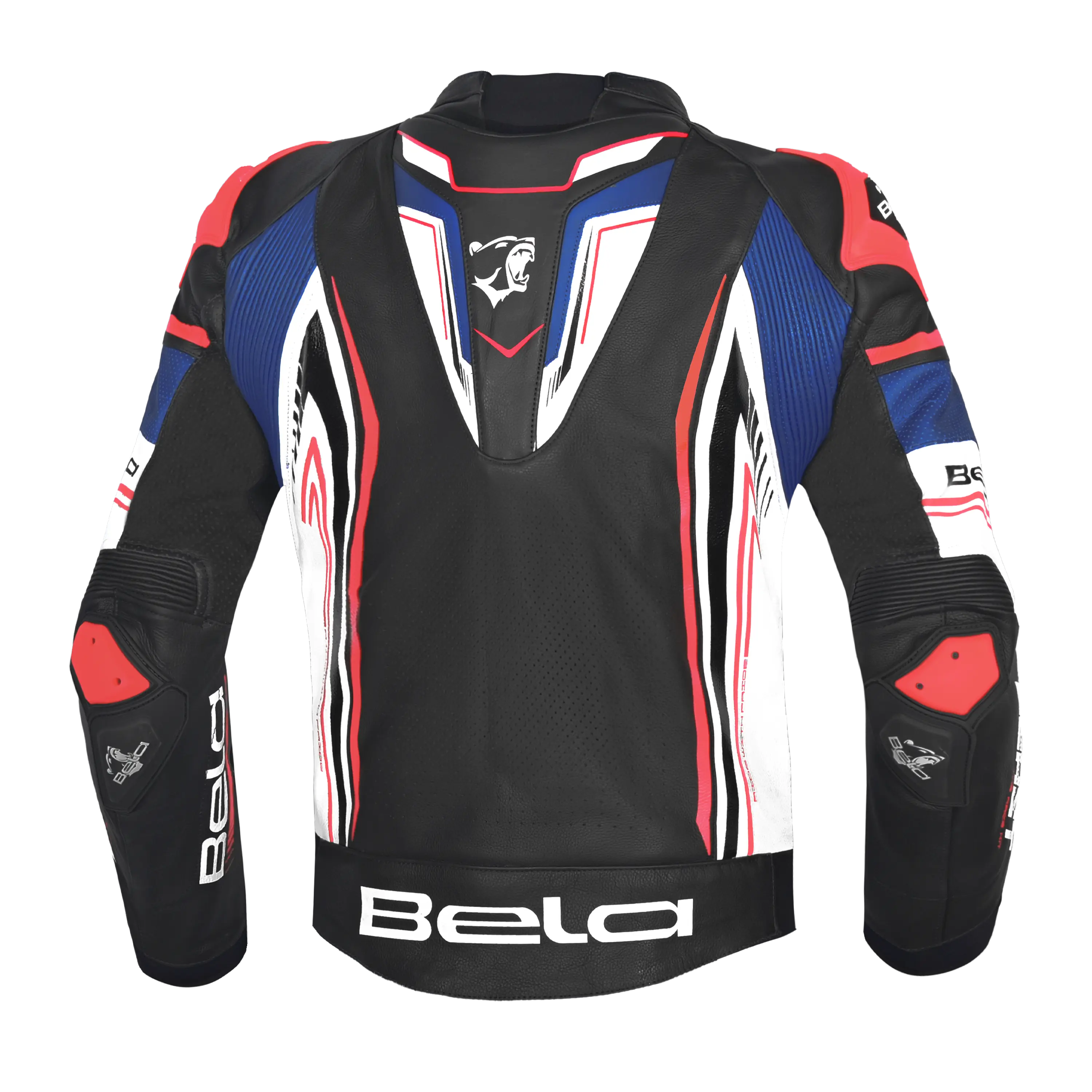 BELA BEAST GIACCA IN PELLE DA UOMO NERO BIANCO BLU ROSSO 