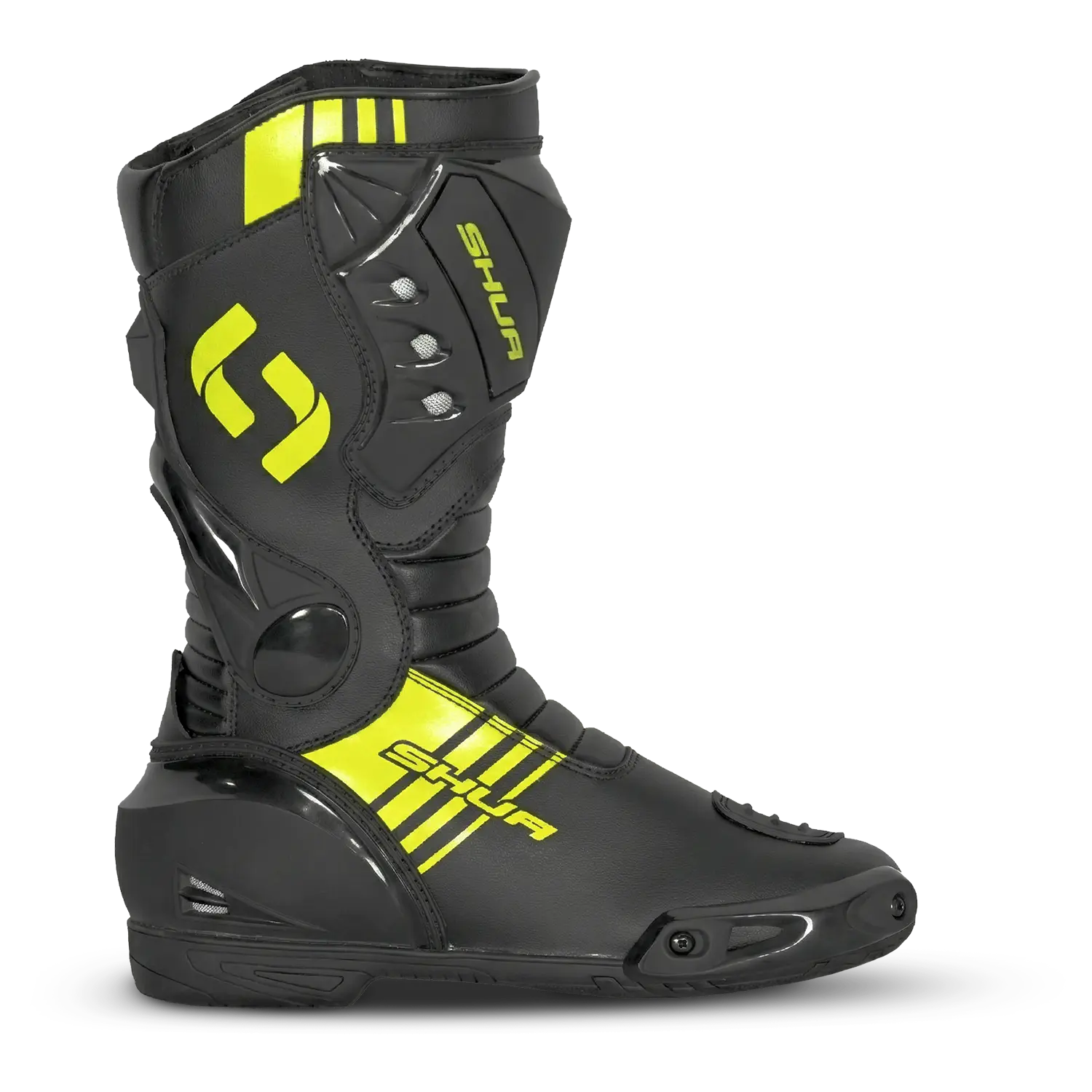 Shua Super Tech Stivali da moto da corsa Pista Nero Giallo 