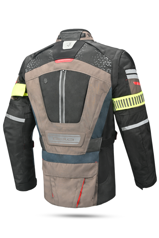 Bela Cross Road Extreme WP Giacca Tre strati moto per uomo Navy Blue / Marron ( Maniche removibili ) 