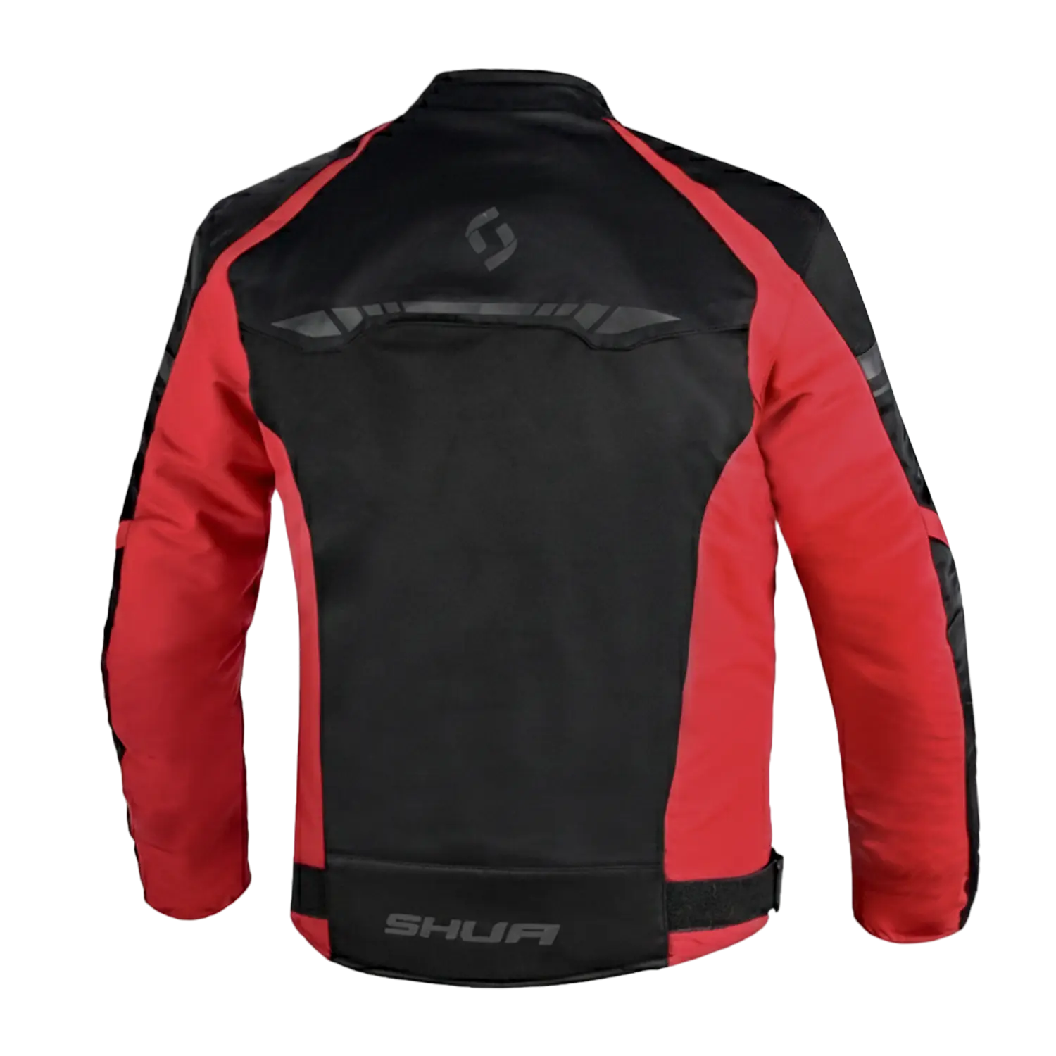 SHUA IMMORTAL GIACCA DA MOTO DA UOMO IN TESSUTO NERO ROSSO 