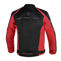 SHUA IMMORTAL GIACCA DA MOTO DA UOMO IN TESSUTO NERO ROSSO 