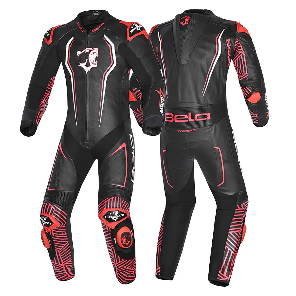 BELA NorthStar 1PC tute da corsa moto Nero rosso 