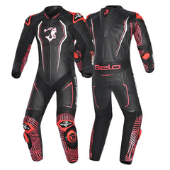 BELA NorthStar 1PC tute da corsa moto Nero rosso 