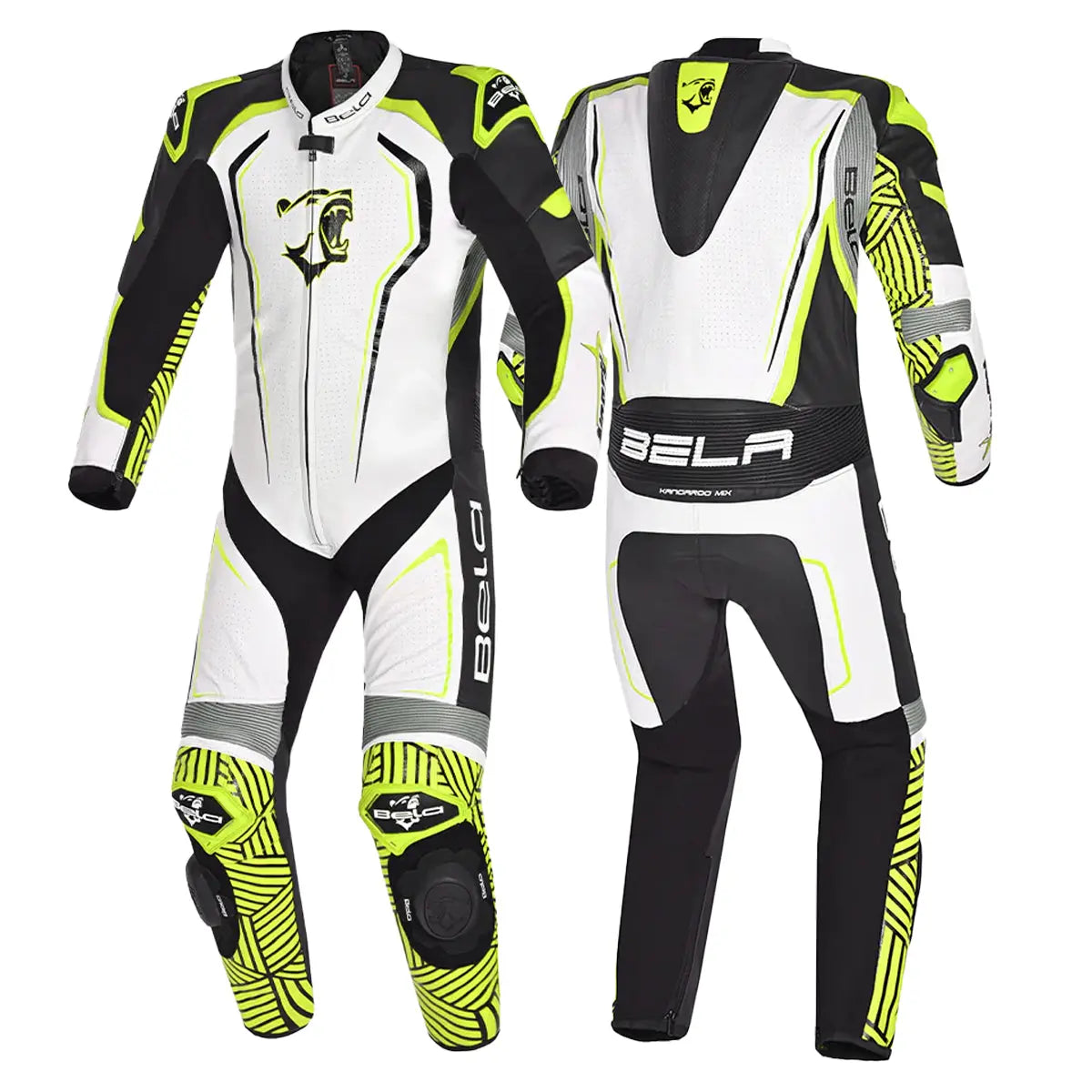 BELA NorthStar 1PC tute da corsa moto Nero Blanco Giallo 